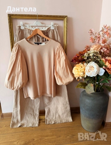 ZARA Нов дамски ленен панталон, снимка 16 - Панталони - 54217052