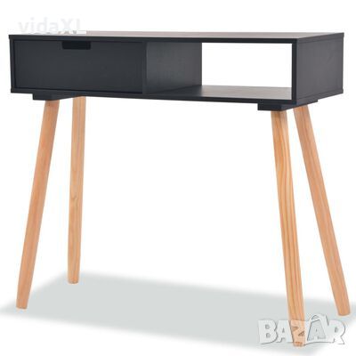 vidaXL Конзолна маса, иглолистна дървесина масив, 80x30x72 cм, черна(SKU:244738, снимка 1 - Маси - 46023345