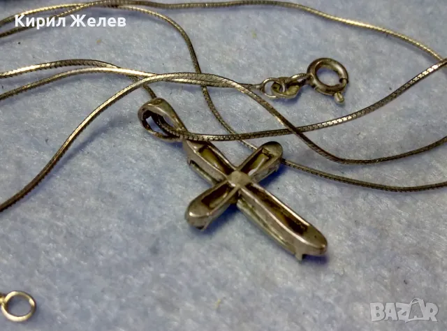 КРАСИВО СЕДЕФЕНО СРЕБЪРНО КРЪСТЧЕ с НЕЖНА СРЕБЪРНА ВЕРИЖКА СРЕБРО 925 ФИНА РЪЧНА РАБОТА 26898, снимка 3 - Колиета, медальони, синджири - 50337503