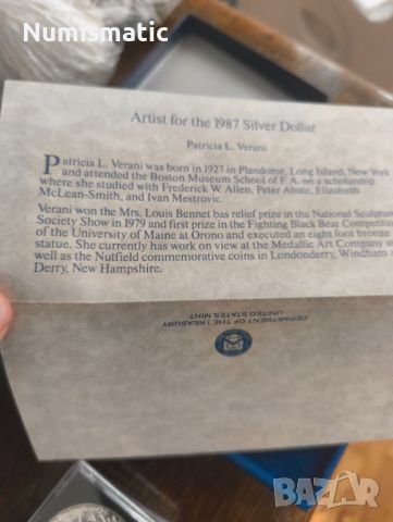 Сребърен долар със сертификат - 1987, 200 години Конституция, снимка 3 - Нумизматика и бонистика - 46412698