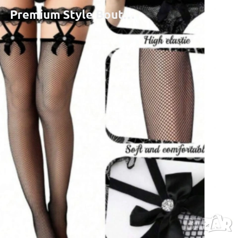 Мрежести чорапи с акцент панделка, снимка 3 - Дамски чорапи - 53796536
