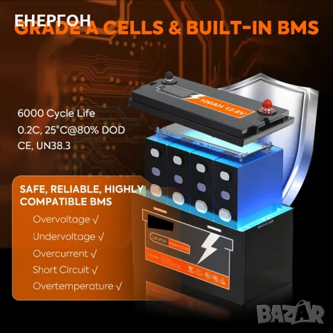 ГОТОВ 100ач 12v ТЯГОВ Lifepo4 Акумулатор Литиево желязо фосфатен лодки каравана кемпер, снимка 10 - Аксесоари и консумативи - 47733821