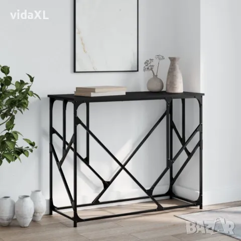 vidaXL Конзолна маса, черна, 100x40x80 см, инженерно дърво(SKU:834115), снимка 3 - Маси - 48623514