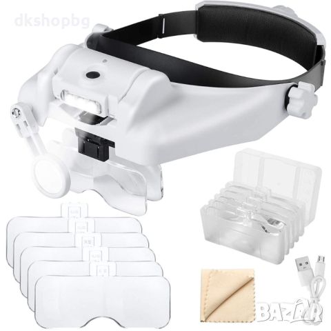 82000MC Увеличителна лупа за глава с лед осветление тип очила за четене и шиене, снимка 1 - Други инструменти - 45640850