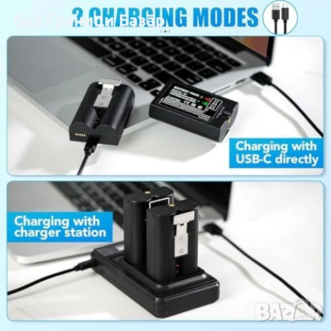 Нови 2 броя 7200mAh батерии за Ring Doorbell 2/3/4 с LED зарядно звънец, снимка 5 - Друга електроника - 53835025