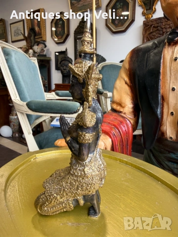 Тайландска бронзова фигура №7861 , снимка 2 - Антикварни и старинни предмети - 53463305