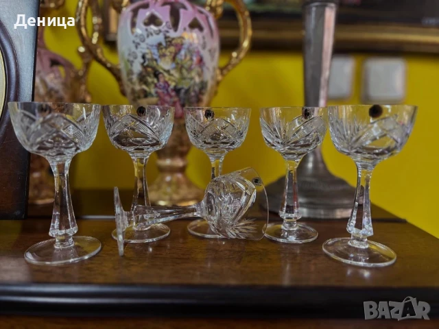 Сливенски кристални чаши “Зорница” 6 броя-90 мл пълни