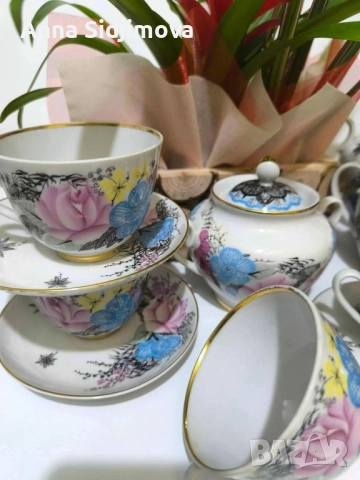 Руски порцелан ЛФЗ сервиз за чай , снимка 3 - Сервизи - 51727753
