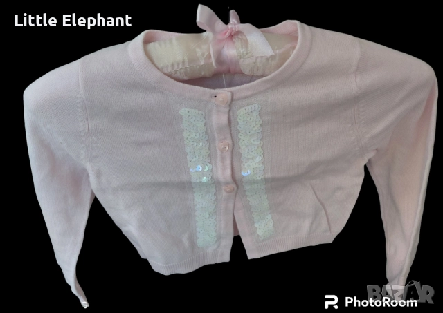 Болеро тънко за 2-3 год момиченце плетено с копченца,бебешко розово,Англия/ново