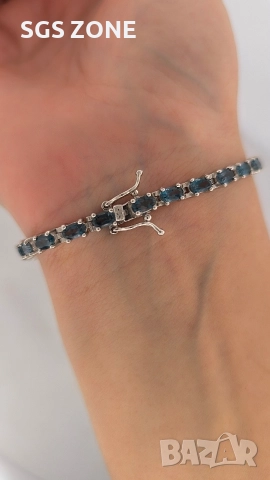 Ръчно изработена сребърна гривна с топаз Лондон, снимка 9 - Гривни - 52582096