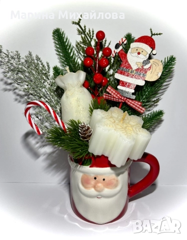 Коледни чаши със свещи и коледни декорации, снимка 2 - Декорация за дома - 52662825