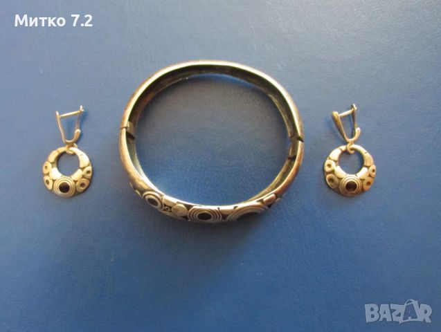сребърна гривна и обеци, снимка 2 - Бижутерийни комплекти - 45356449
