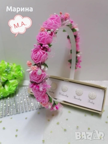 Празнична диадема с цветя, вариант 33, снимка 9 - Аксесоари за коса - 54232591