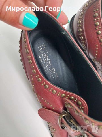 Винтидж италиански дамски обувки с капси, Червени обувки с месингови капси, Размер 39, снимка 7 - Дамски ежедневни обувки - 46412050