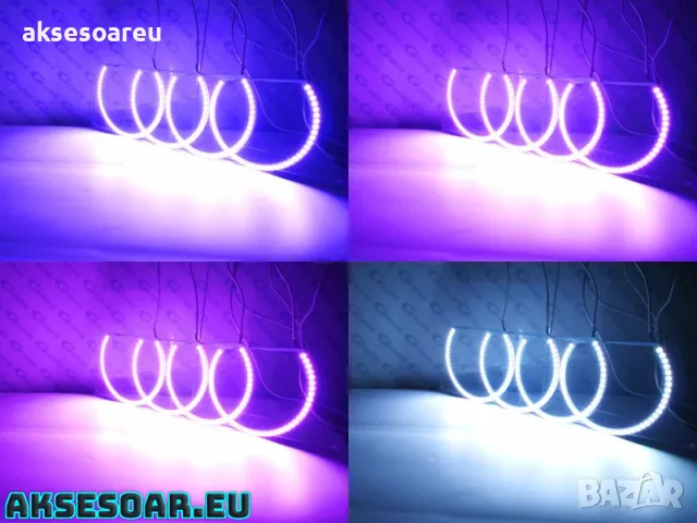 Ангелски очи многоцветни RGB LED Фарове Angel Eyes DRL за кола пръстени 4x131 mm за BMW Е46 Е36, снимка 16 - Аксесоари и консумативи - 48040450