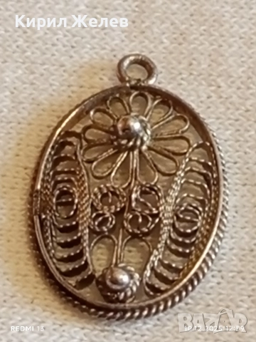 Старинна висулка от филигранно сребро с флорален мотив 42333, снимка 7 - Колиета, медальони, синджири - 52720120