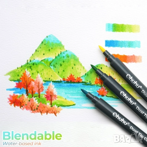 Ohuhu комплект маркери и скицник-48 цвята, 72 страници, снимка 6 - Ученически пособия, канцеларски материали - 52183585