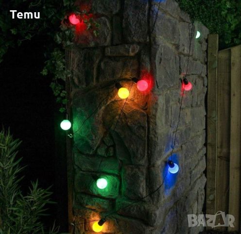 Гирлянд от крушки с цветни светлини. 5 метра дълга верига от цветни LED крушки; Ярка и цветна светли, снимка 5 - Декорация за дома - 46434408