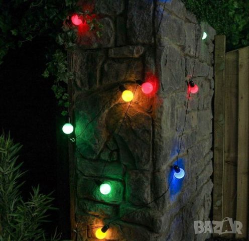 Гирлянд от крушки с цветни светлини. 5 метра дълга верига от цветни LED крушки; Ярка и цветна светли, снимка 4 - Декорация за дома - 45780680