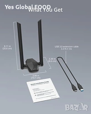 AX1800 High Gain WLAN Stick Long Range Adapter – Dual Band 1201 Mbps 5GHz/2.4GHz, снимка 7 - Други - 53022119