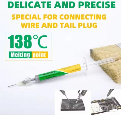 Паста за запояване в спринцовка KEK – безоловна, 138°C, 15гр.