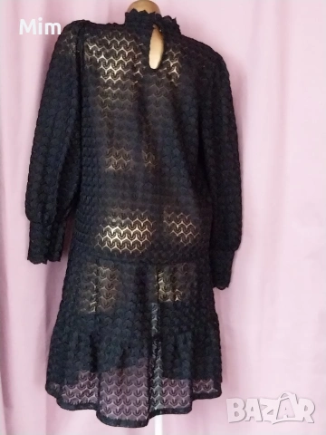 JDY XL Черна дантелена рокля с дълъг ръкав , снимка 3 - Рокли - 53490358