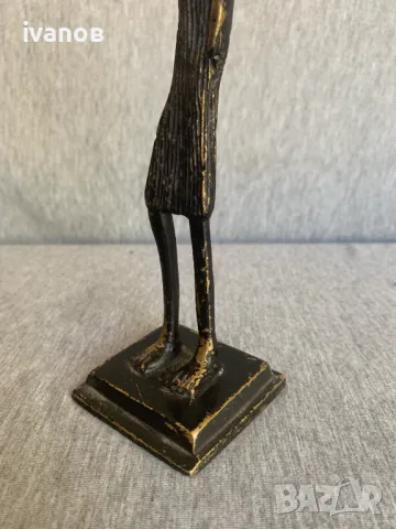  Бронзова/месингова статуя на африкански племенен човек, снимка 6 - Статуетки - 50337283