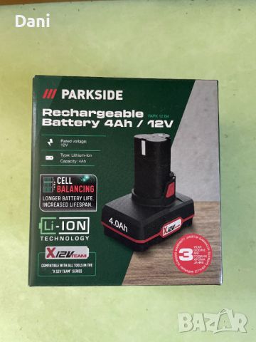 Акумулаторна батерия Парксайд/Parkside 12v 4ah, снимка 1 - Винтоверти - 46386550
