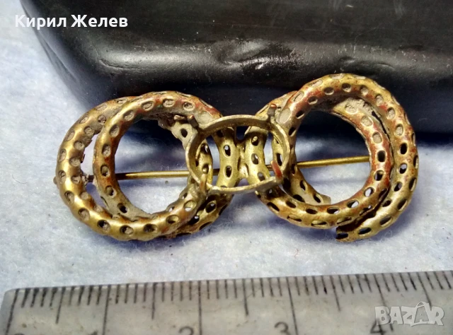 СТАРИННА МЕДНА РЕТРО БРОШКА с ГНЕЗДО За ВГРАЖДАНЕ на КАМЪК КРИСТАЛ ПЕРЛА АЖУРНА РЪЧНА РАБОТА 40433, снимка 8 - Антикварни и старинни предмети - 51279639