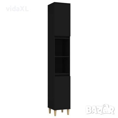 vidaXL Шкаф за баня, черен, 30x30x190 см, инженерно дърво(SKU:819797, снимка 1 - Шкафове - 46160310