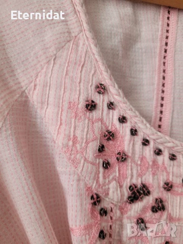 Розова блузка с бродерии памучна материя , снимка 7 - Туники - 50851728