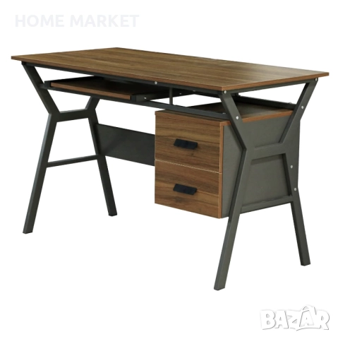 Бюро Хоуми - цвят орех-сив  Общи размери:120х60х76 см. , снимка 3 - Бюра - 52949516