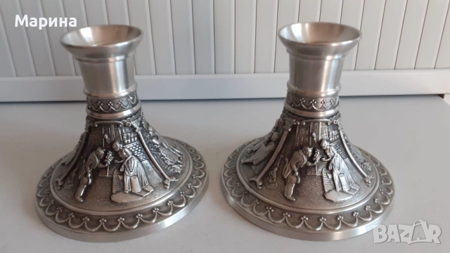 Немски свещник от калай Antik*Vintage #116, снимка 2 - Антикварни и старинни предмети - 53094148