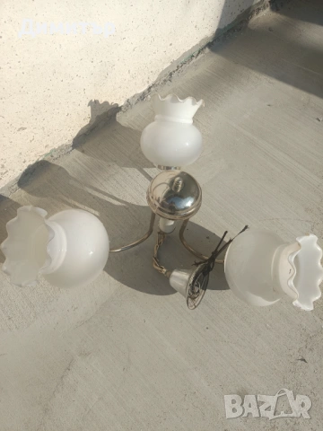 Стар Полилей, абажур, снимка 3 - Антикварни и старинни предмети - 53710439