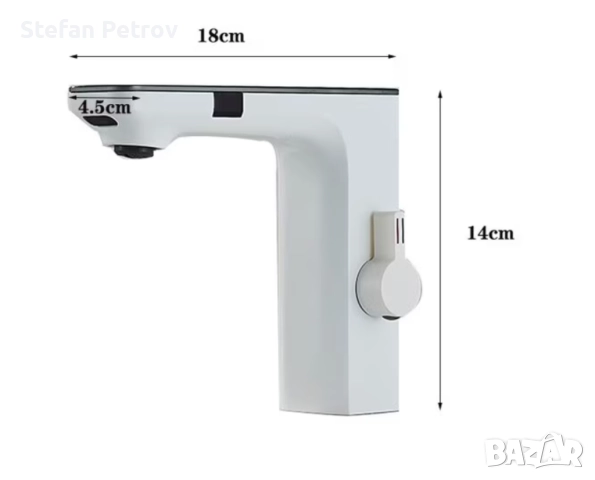 Бял смесител за мивка, със сензори на батерии, снимка 5 - Смесители - 52765045