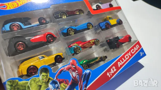 Метални колички Avengers Hot Wheels, комплект 10 бр., мащаб 1:42, снимка 5 - Коли, камиони, мотори, писти - 48850736