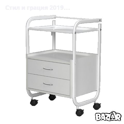 Количка за естетика Elsa 2*бяла/черна - 60 x 43 x 82 см, снимка 2 - Козметични уреди - 45334651