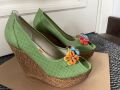 Обувки летни на платформа зелено ново