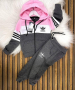 Детски комплект в цвят розов и тъмносив с цип Adidas, снимка 1 - Детски комплекти - 44994735