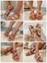 Дамски едноцветни плажни сандали с кръгли пръсти в етнически стил, 7цвята 