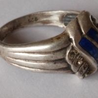 Сребърен пръстен с лазурит., снимка 3 - Пръстени - 45528846