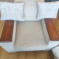 Фотьойл / Кресло с дървени подлакътници , снимка 2 - Дивани и мека мебел - 45053162