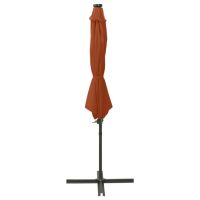 Чадър с чупещо рамо, прът и LED лампи, теракота, 300 см  , снимка 3 - Градински мебели, декорация  - 45252255