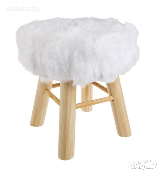 Табуретка с бял пух, 110kg, снимка 1
