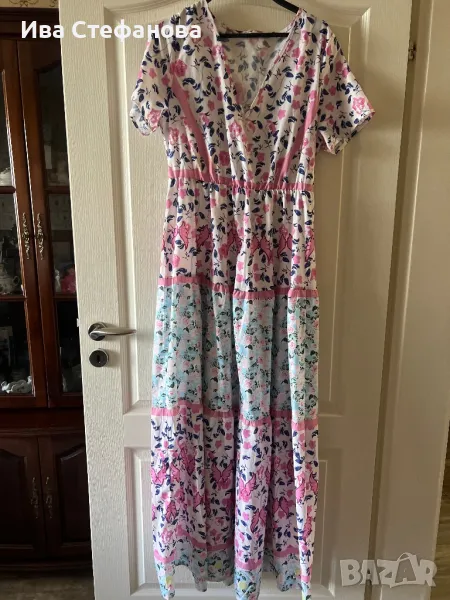 Разкошна нова  нежна женствена дълга ежедневна елегантна рокля флорален принт цветя , снимка 1