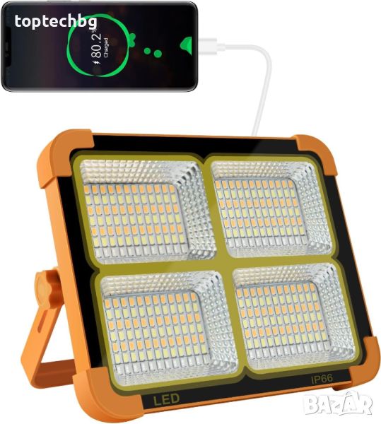 Соларна къмпинг лампа 100W с батерия 16500mAh и светлина 10000 LM, снимка 1
