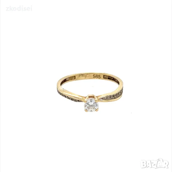 Златен дамски пръстен 1,50гр. размер:54 14кр. проба:585 модел:25595-4, снимка 1