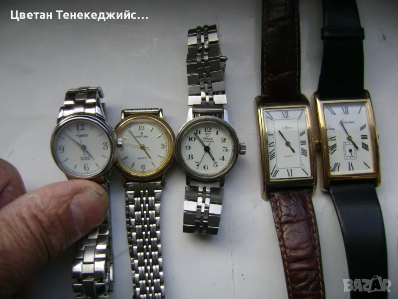 Продавам 4  дамски кварцови и 1 мех.часовник Timex,Festina,Leumas,Yema, снимка 1