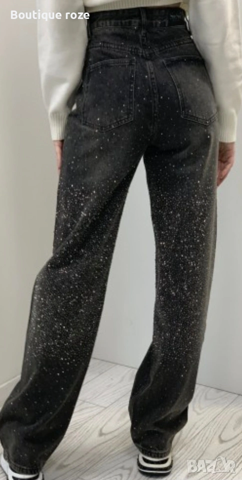 дамски дънки с камъни, снимка 1