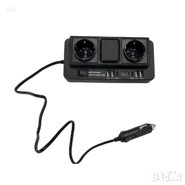 Трансформатор конвертор на напрежение от 12/24V към 220V, Зарядно за кола, снимка 1